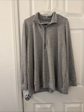 Torrid Gray Quarter-Zip Ribbed light sweater shirt